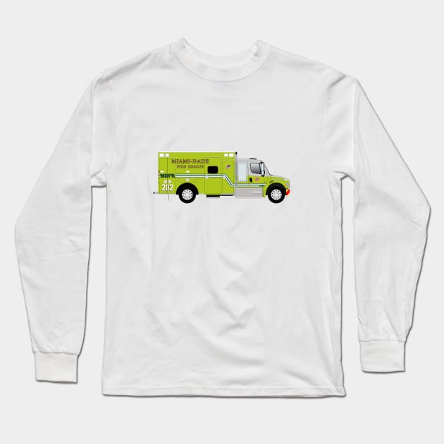 Miami Dade Fire Rescue Ambulance Long Sleeve T-Shirt by BassFishin